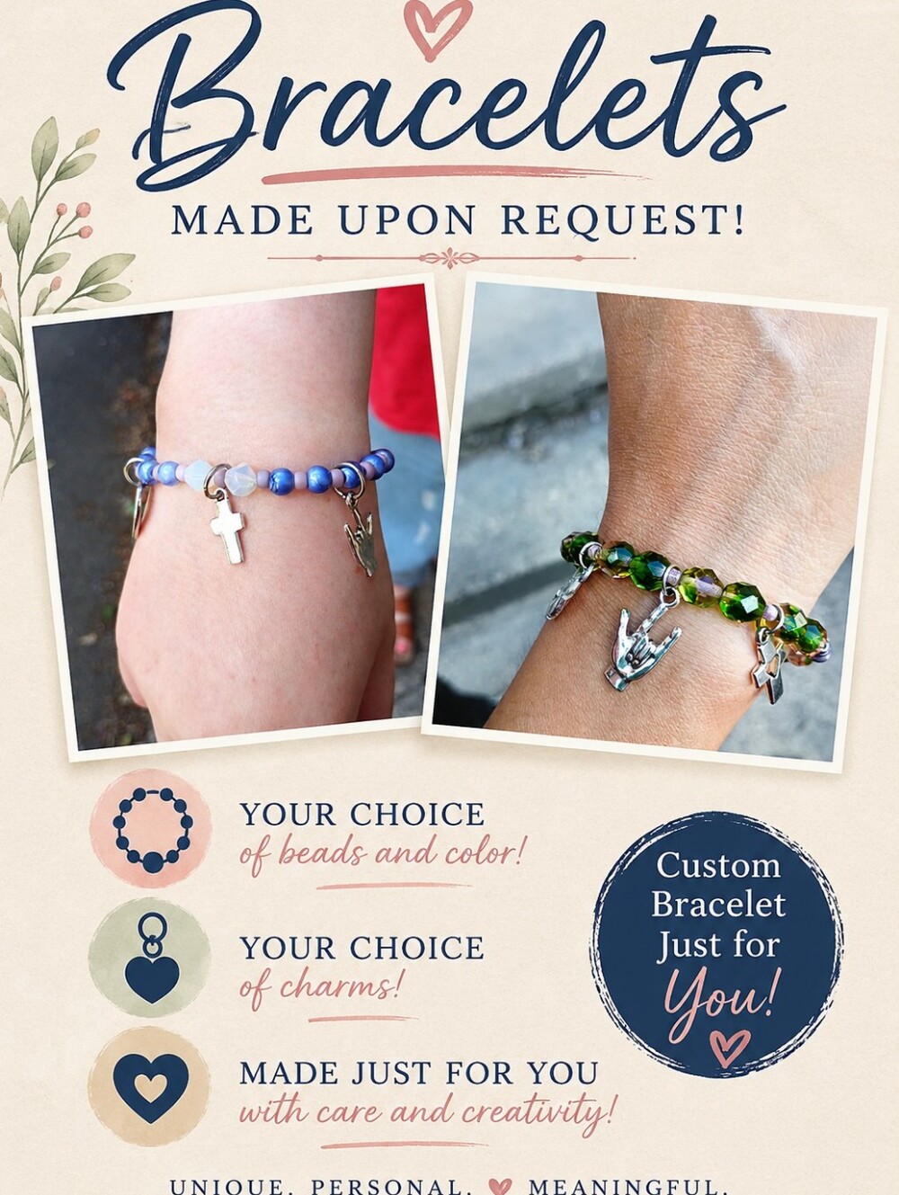 Custom Beaded Charm Bracelet